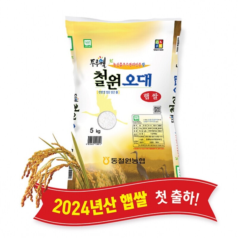 강원더몰,(당일도정) 2024년산 동철원농협 철원오대쌀 5kg, 햅쌀