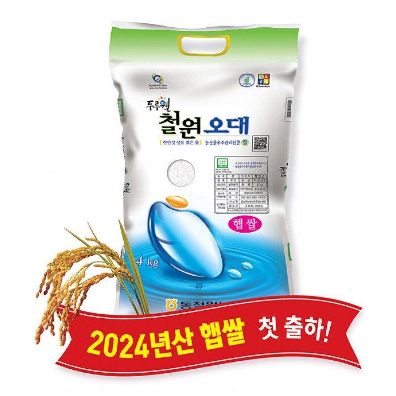 강원더몰,(당일도정) 2024년산 동철원농협 철원오대쌀 4kg, 햅쌀